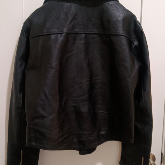 Mens Black Leather Motorcycle Jacket, Heavy, Lined Very Good! - Picture 2 of 10